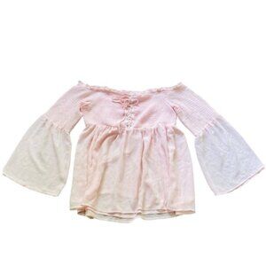 Torrid Pink Polka Dot Bell Sleeve Peasant Blouse 1X